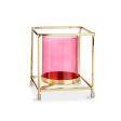 Candleholder Squared Pink Golden 11,5 x 12,6 x 11,5 cm Metal Glass on Sale