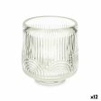 Candleholder Stripes Transparent Crystal 7,5 x 7,8 x 7,5 cm (12 Units) Fashion