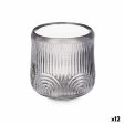 Candleholder Stripes Grey Crystal 9 x 9,5 x 9 cm (12 Units) Cheap