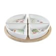 Appetizer Set DKD Home Decor White Multicolour Natural Bamboo Stoneware Tropical 21,5 x 21,5 x 1 cm (5 pcs) on Sale