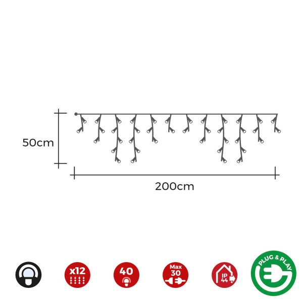 LED Curtain Lights EDM 71482 Icicle Easy-Connect 100 W 0,72 W 200 x 50 cm For Cheap