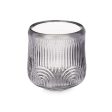 Candleholder Stripes Grey Crystal 9 x 9,5 x 9 cm (12 Units) Cheap