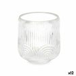 Candleholder Stripes Transparent Crystal 9 x 9,5 x 9 cm (12 Units) on Sale