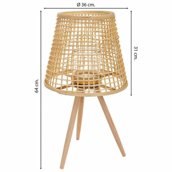 Lantern Alexandra House Living Natural Bamboo Rattan 36 x 64 x 36 cm Online now