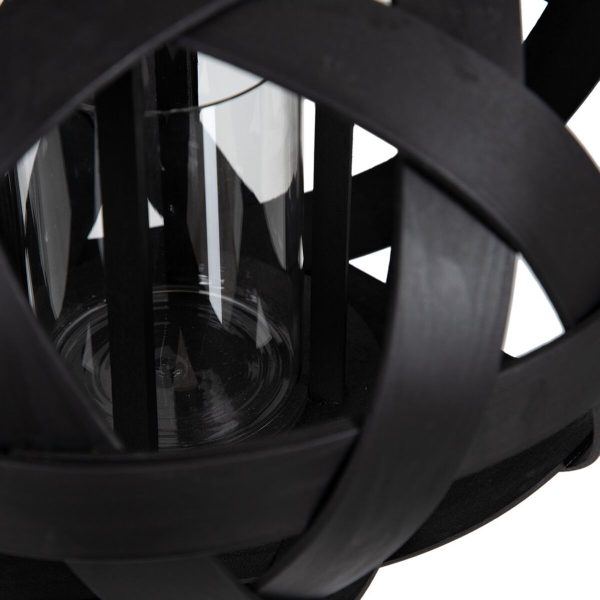 Lantern 35 x 35 x 29 cm Candleholder Black Bamboo Fashion