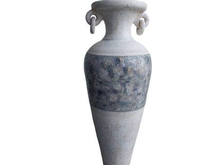 Floor vase Romimex White Grey Terracotta 34 x 100 x 34 cm With handles For Discount