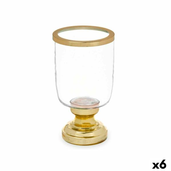 Candleholder Wineglass Golden Steel 12 x 24,5 x 12 cm (6 Units) Online Hot Sale