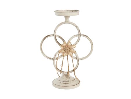 Candleholder DKD Home Decor 24 x 13 x 34 cm Metal White Online Hot Sale