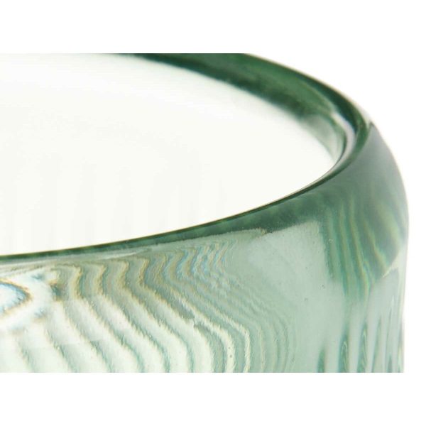 Candleholder Stripes Green Crystal 9 x 9,5 x 9 cm (12 Units) Fashion