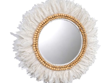 Wall mirror Romimex White Feathers 60 x 3 x 60 cm Circular For Cheap