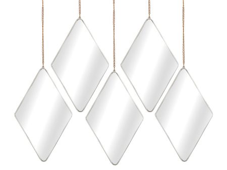 Mirror Set Romimex Silver 17 x 27 x 1 cm Rhombus 5 Pieces on Sale