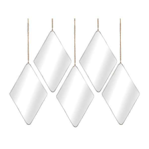 Mirror Set Romimex Silver 17 x 27 x 1 cm Rhombus 5 Pieces on Sale