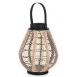 Candleholder Lantern With handle Beige Wood Cloth 25 x 30 x 25 cm (2 Units) Online Sale