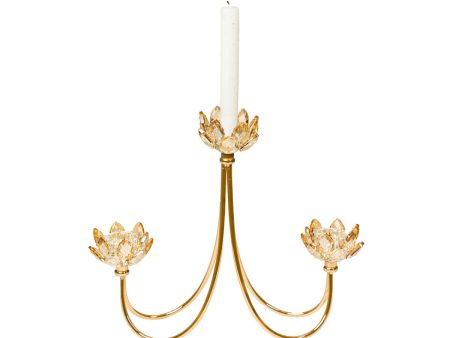 Candle Holder Romimex Golden Metal Glass 31 x 26 x 6 cm Online now