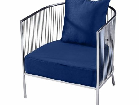 Armchair DKD Home Decor Polyester Steel Navy Blue (66 x 69 x 70 cm) on Sale