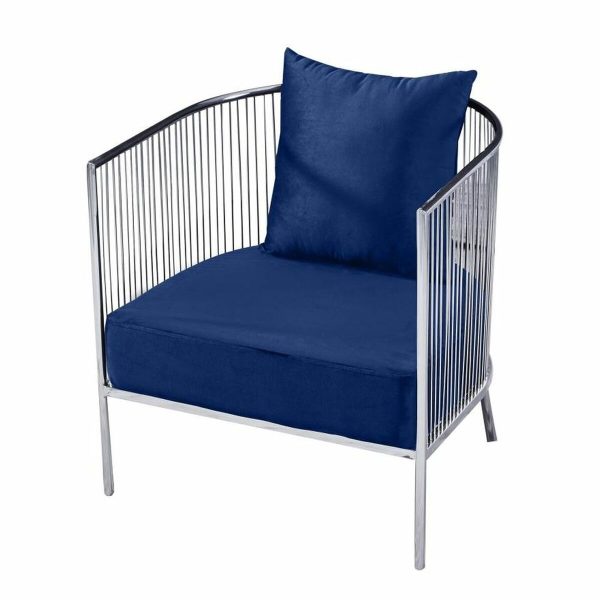 Armchair DKD Home Decor Polyester Steel Navy Blue (66 x 69 x 70 cm) on Sale