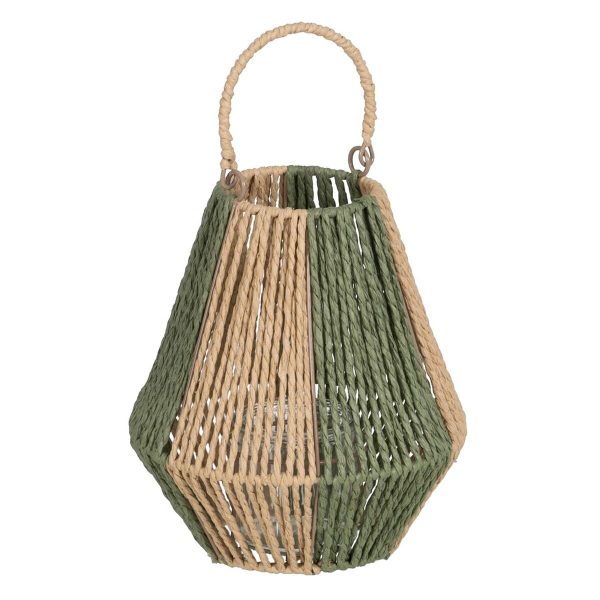 Lantern Candleholder Lantern Green Beige Metal Paper Crystal 21,5 x 21,5 x 23 cm Hot on Sale