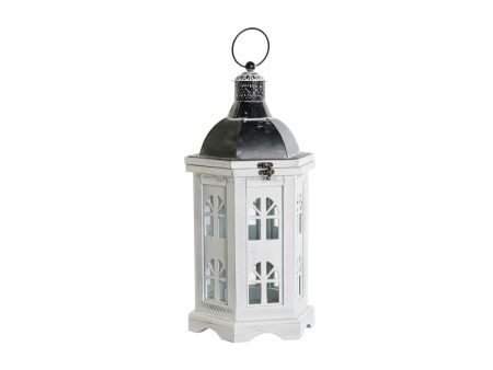 Lantern DKD Home Decor Aged finish White Dark grey Wood Crystal 19 x 17 x 39 cm Fashion