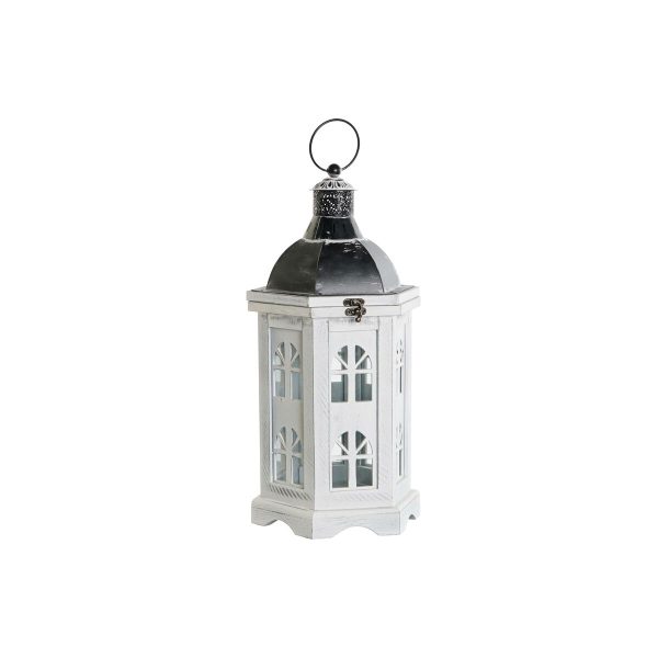 Lantern DKD Home Decor Aged finish White Dark grey Wood Crystal 19 x 17 x 39 cm Fashion