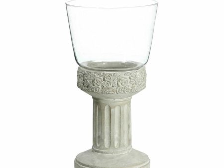 Candleholder 17,5 x 17,5 x 33,5 cm Crystal Grey Cement Online Hot Sale