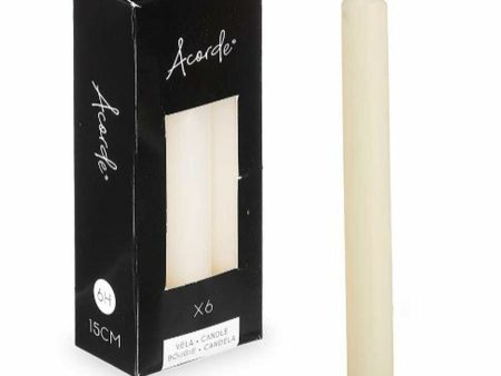 Candle Set Acorde 123-B-AR Cream 2 x 2 x 15 cm (12 Units) on Sale