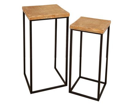 Tables set Romimex Black black Wood Metal 2 Pieces Online